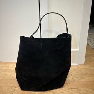 Black Suede Belted Tote
